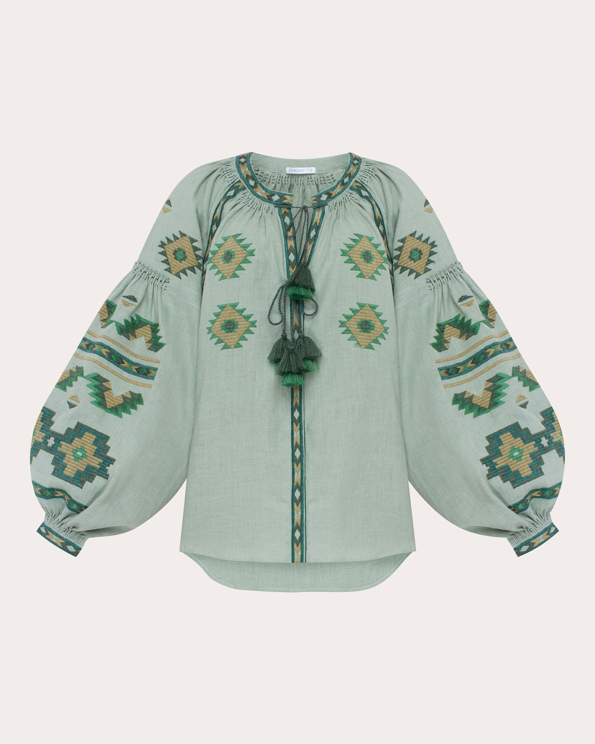 Rombé Geometric Embroidered Linen Blouse