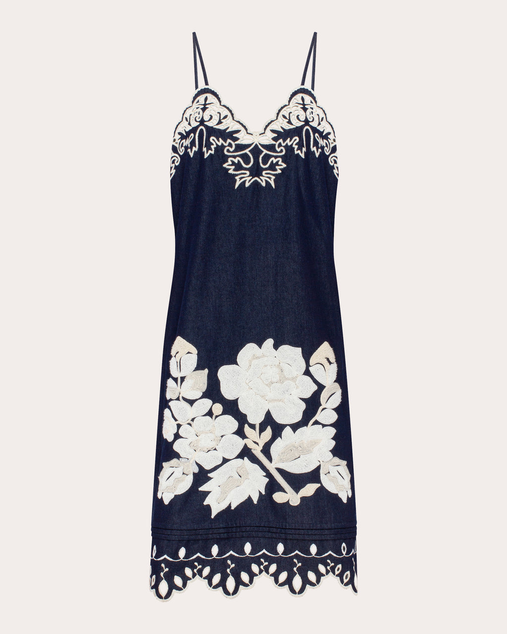 Amber Rose Embroidered Denim Midi Dress