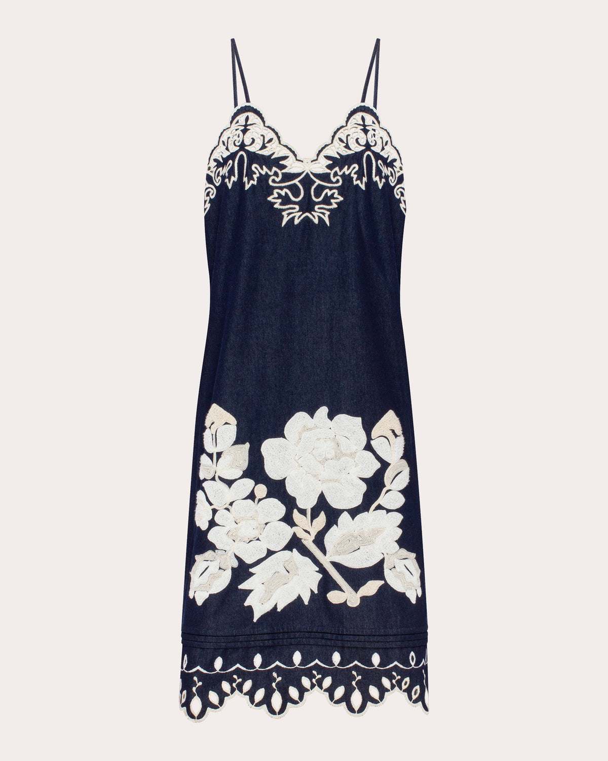 Amber Rose Embroidered Denim Midi Dress