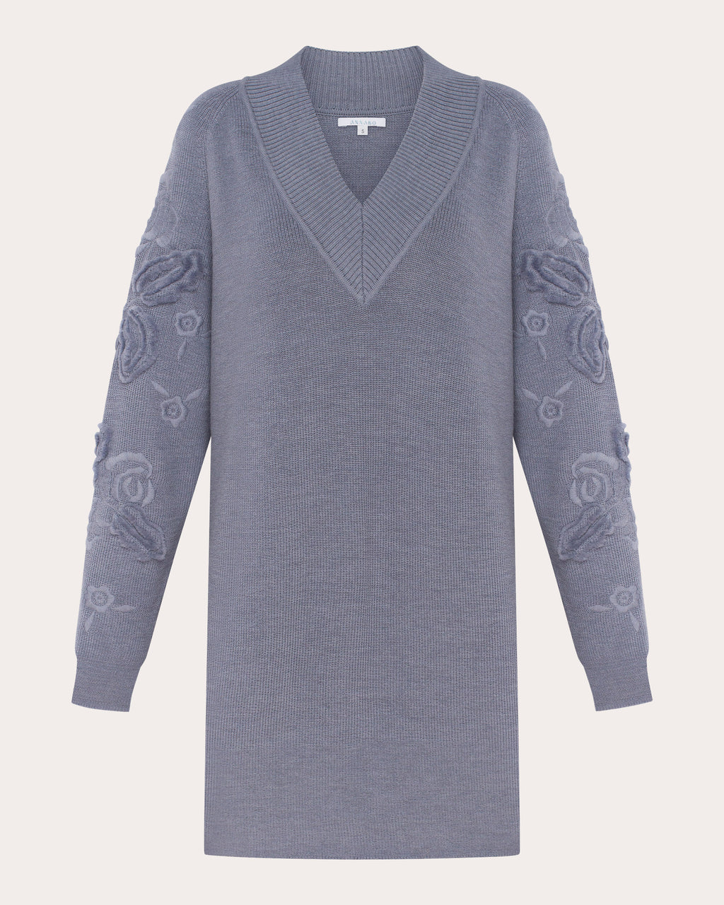 Velvet Rose Embroidered Floral Sweater Dress