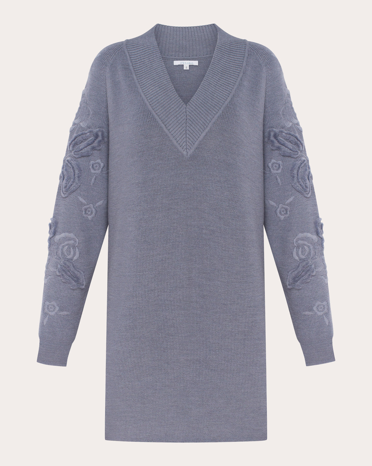 Velvet Rose Embroidered Floral Sweater Dress