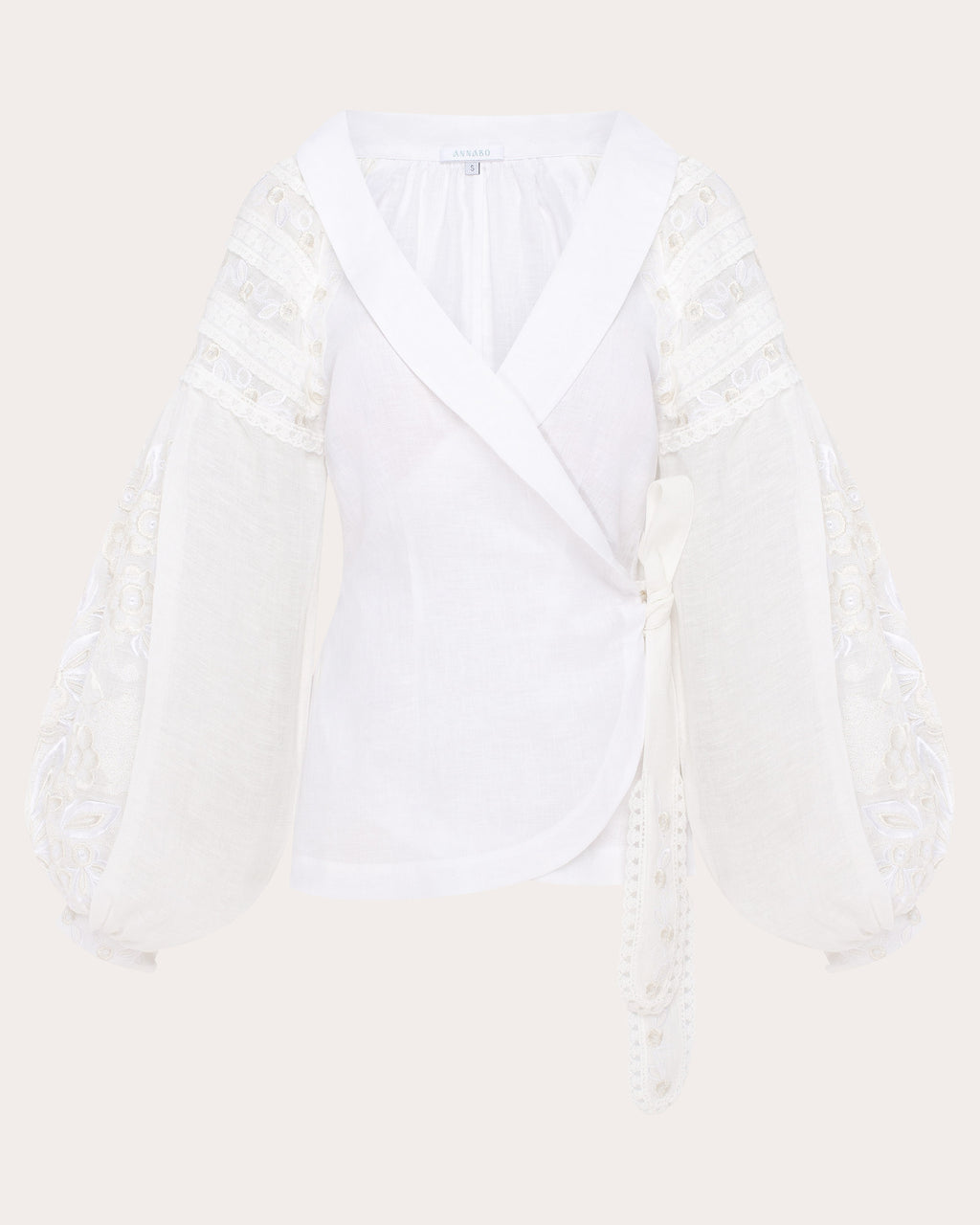 Roseveil Embroidered Linen Wrap Blouse