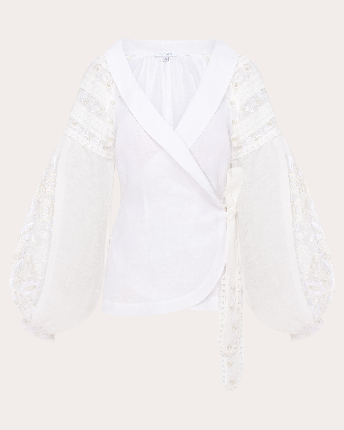 Roseveil Embroidered Linen Wrap Blouse
