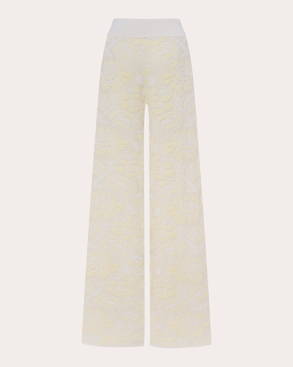Pale Rose Jacquard Wool Wide-Leg Pants