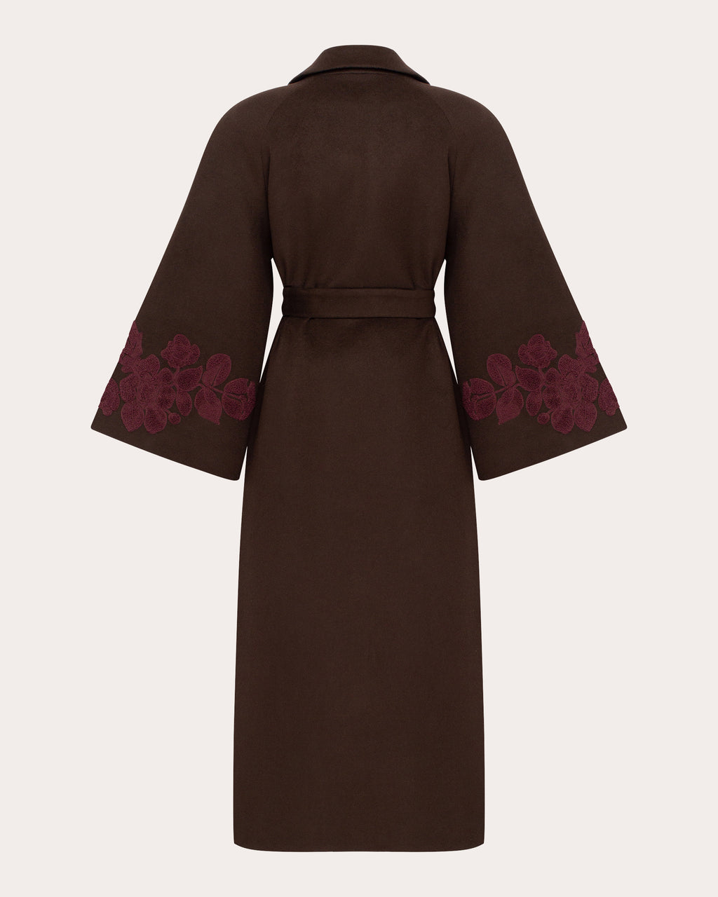 Ashen Rose Embroidered Wool Coat