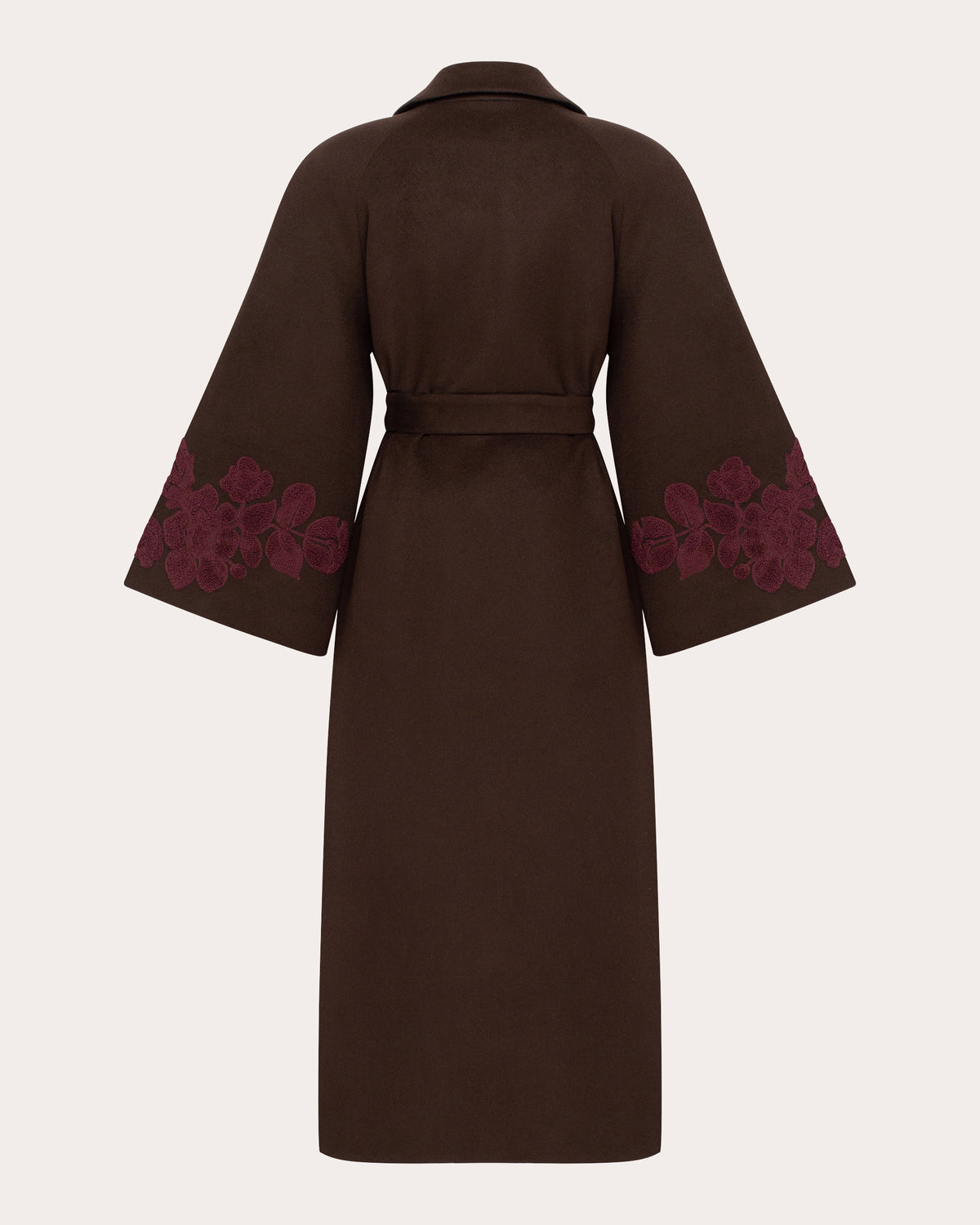 Ashen Rose Embroidered Wool Coat