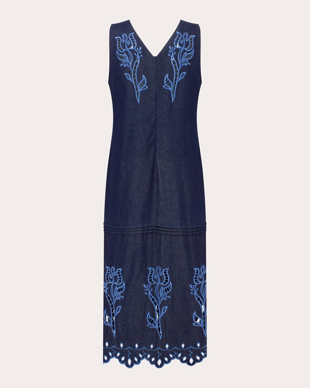 Midnight Rose Embroidered Denim Midi Dress