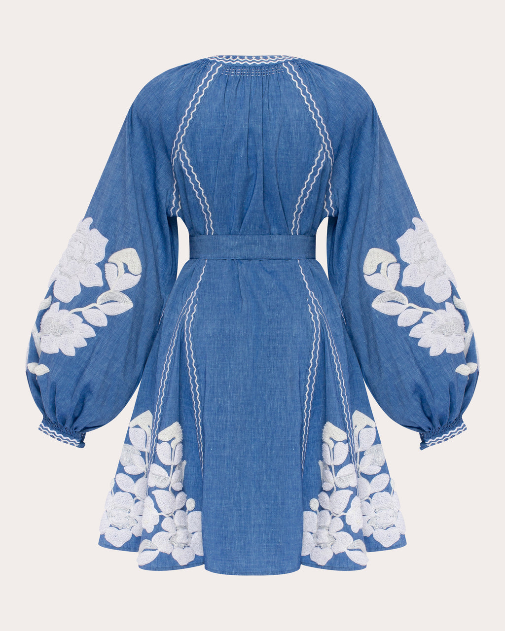 Harvest Sun Embroidered Linen Mini Dress