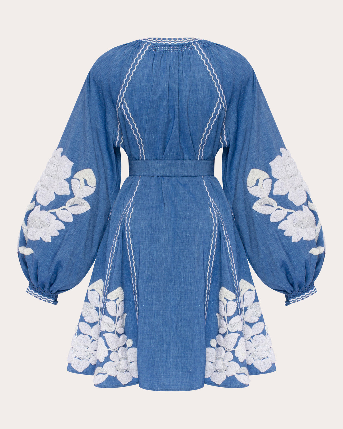 Harvest Sun Embroidered Linen Mini Dress