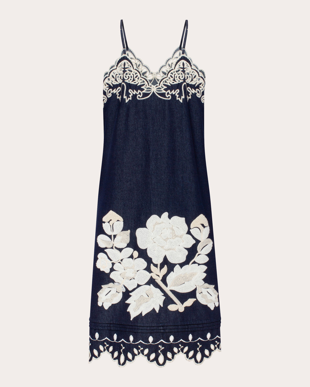 Amber Rose Embroidered Denim Midi Dress