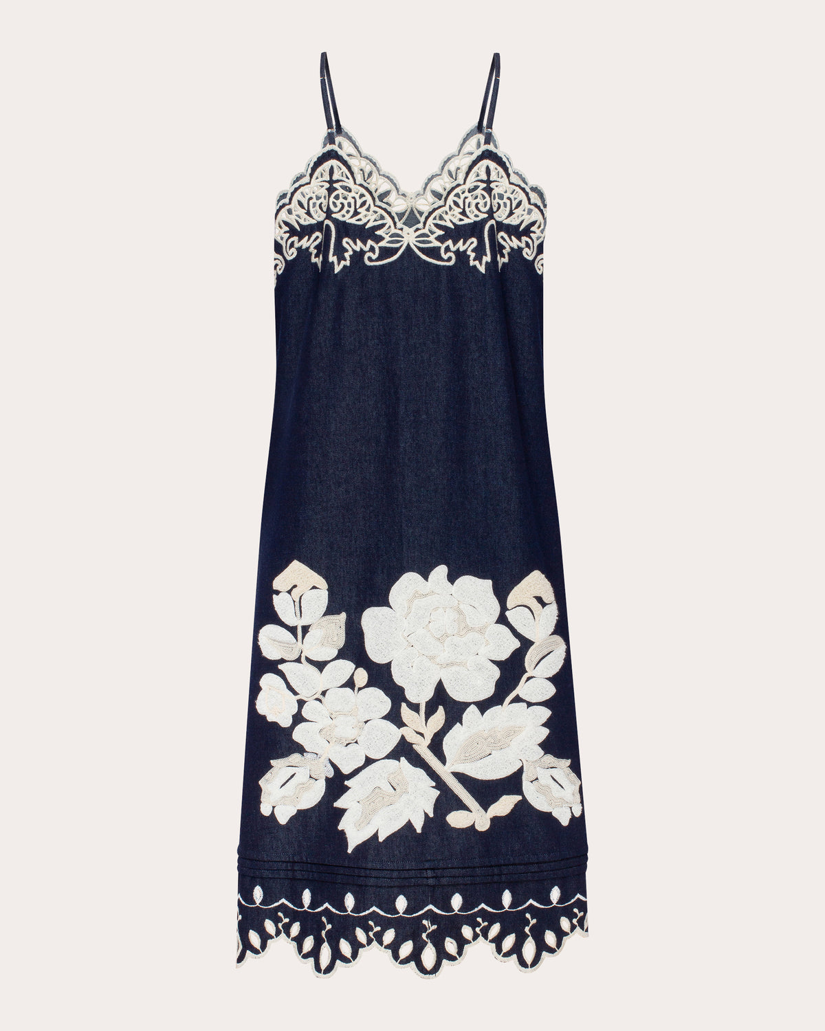 Amber Rose Embroidered Denim Midi Dress