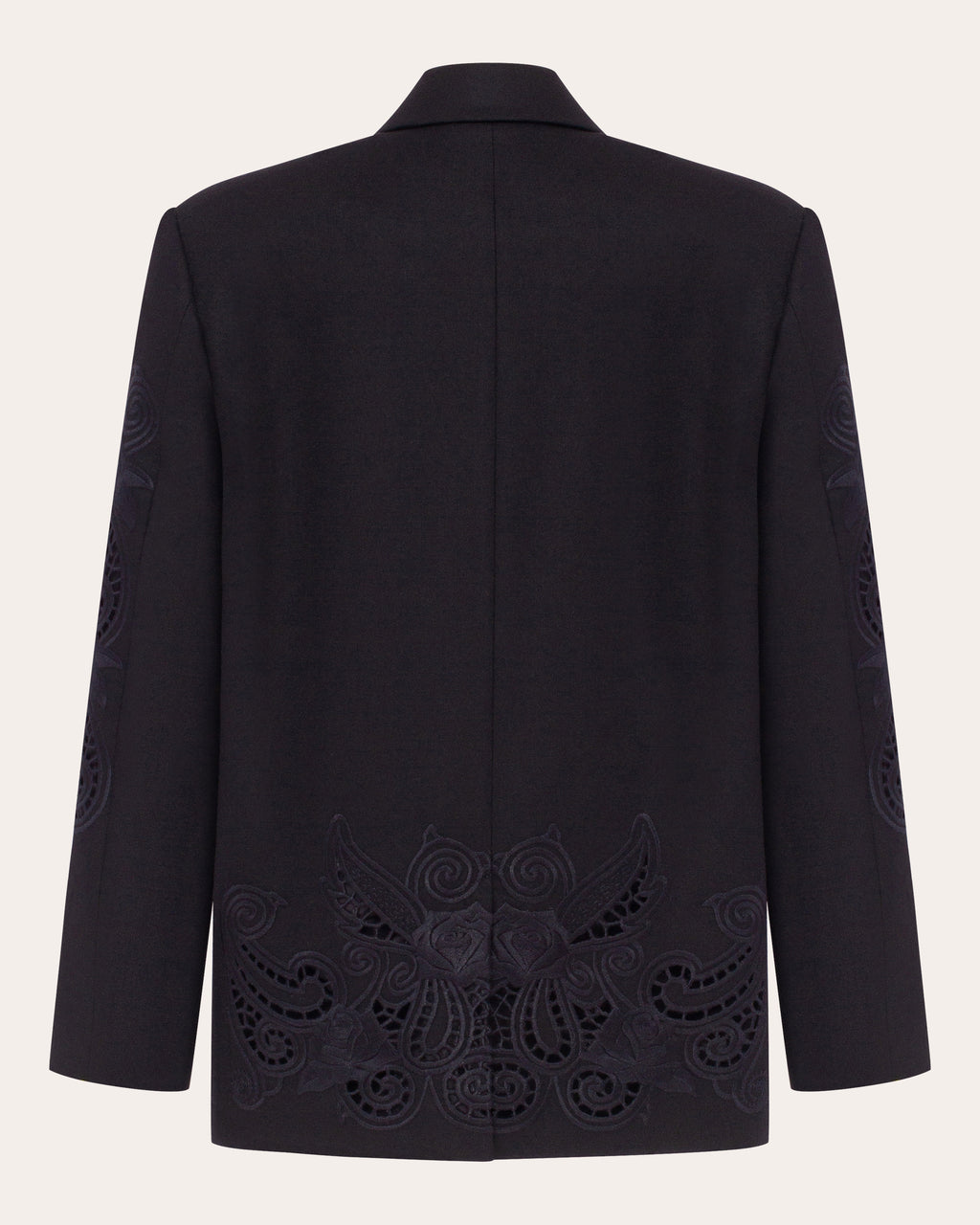 Rose Atelier Embroidered Cutwork Wool Blazer