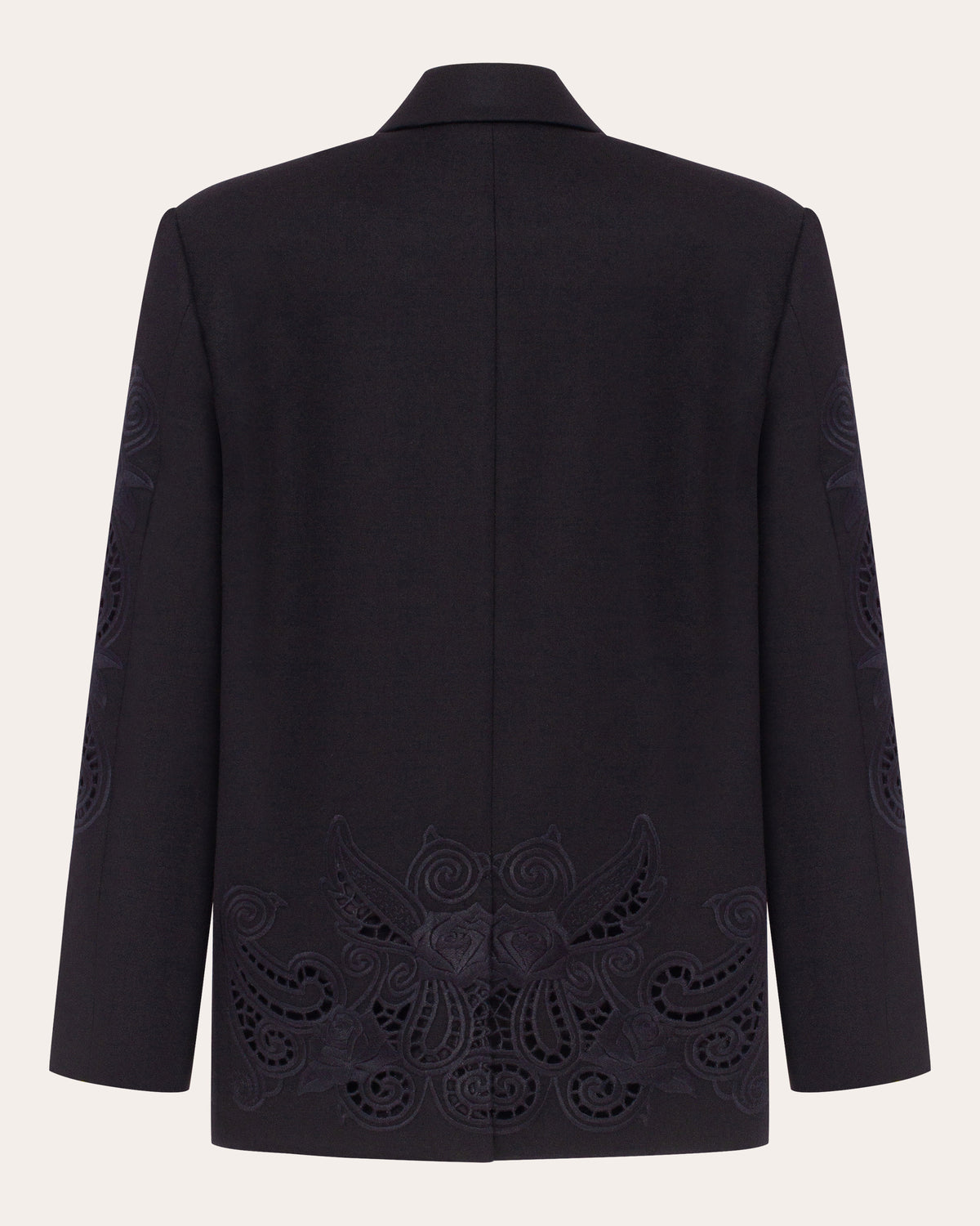 Rose Atelier Embroidered Cutwork Wool Blazer
