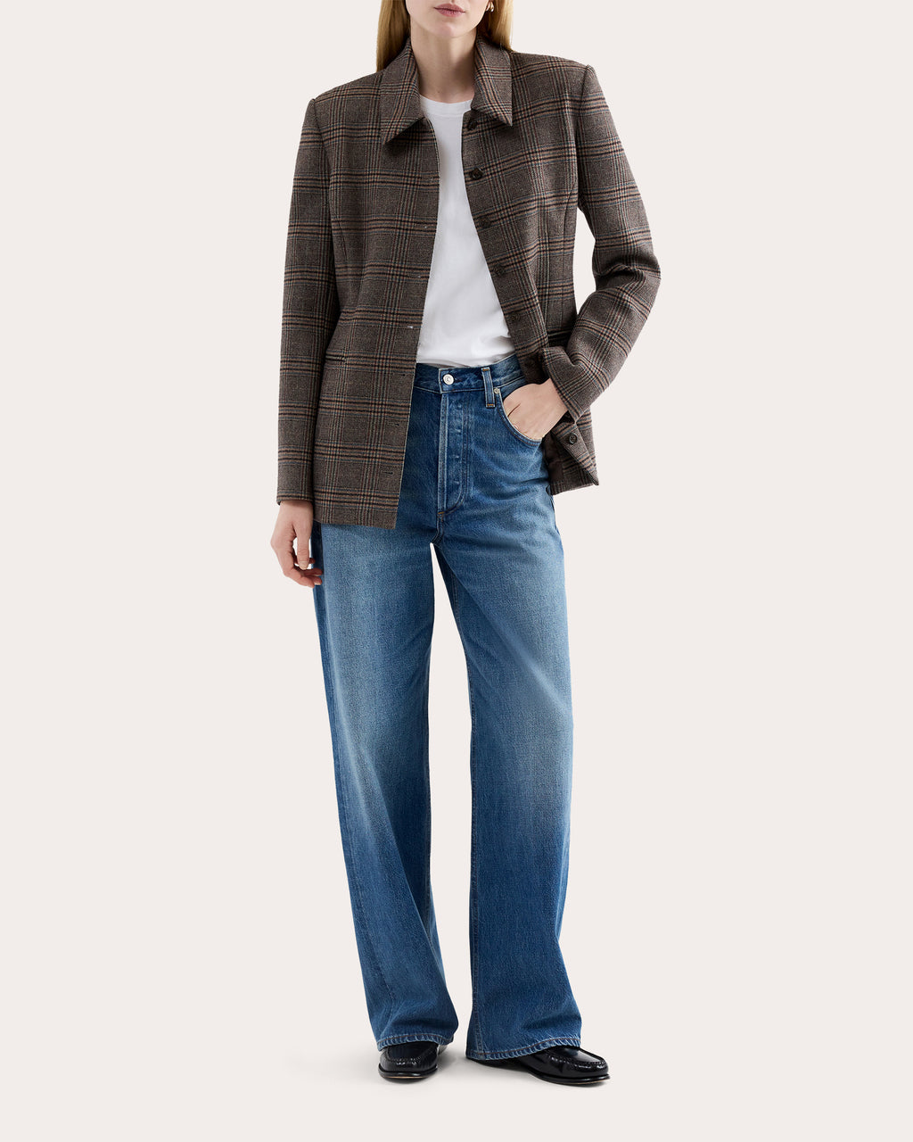 Heritage Check Wool Collared Blazer