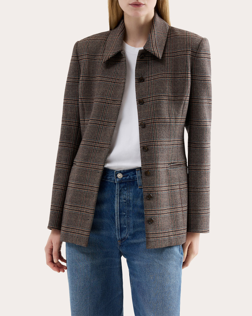 Heritage Check Wool Collared Blazer