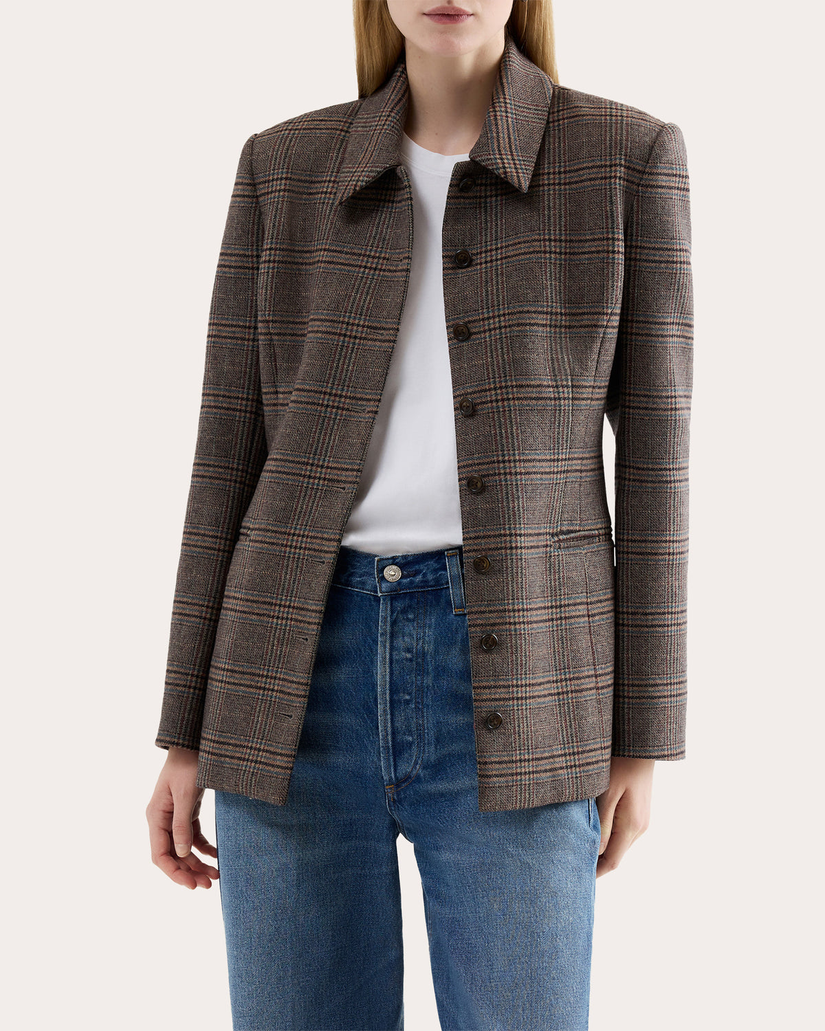 Heritage Check Wool Collared Blazer