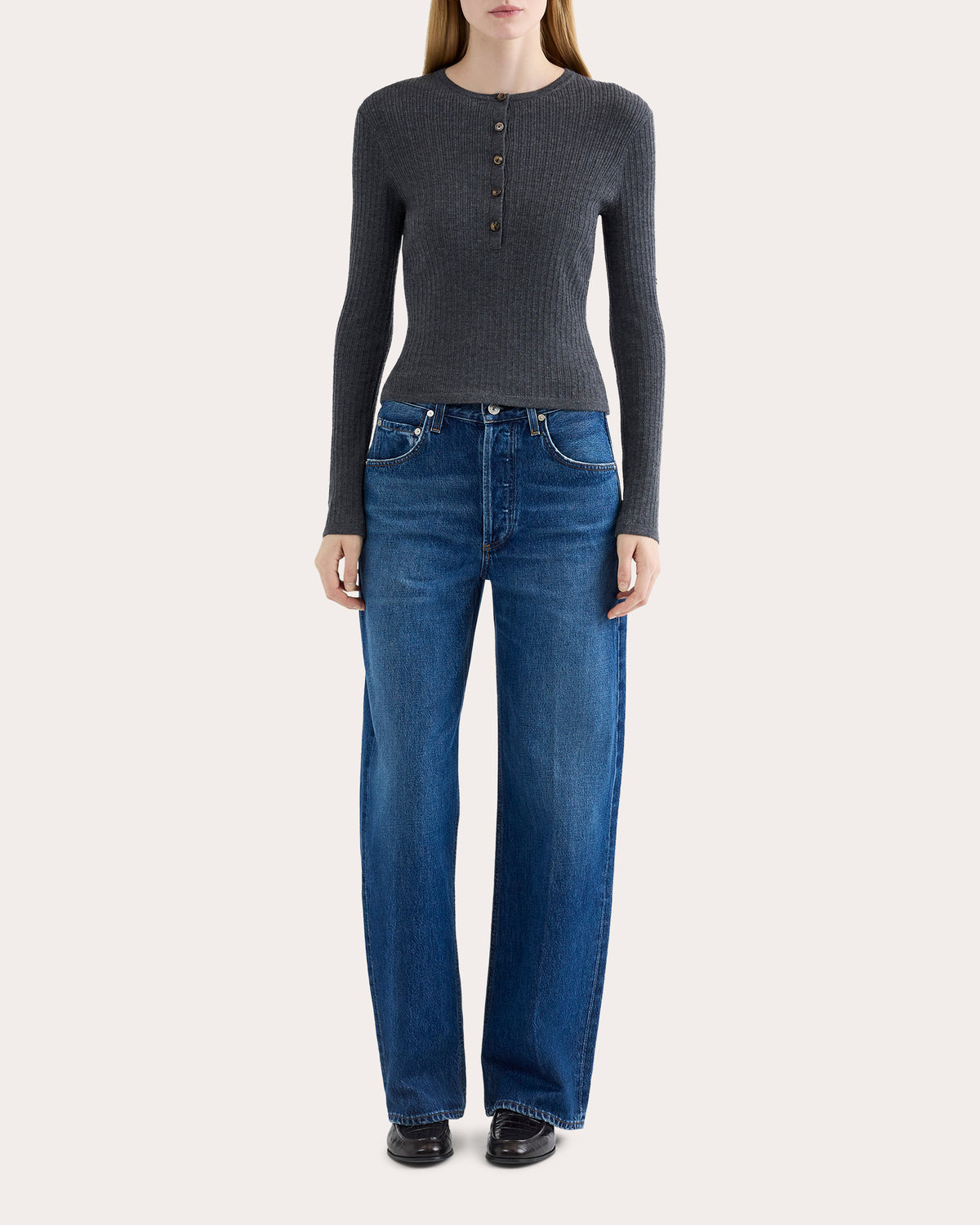 Ribbed Wool Silk Henley