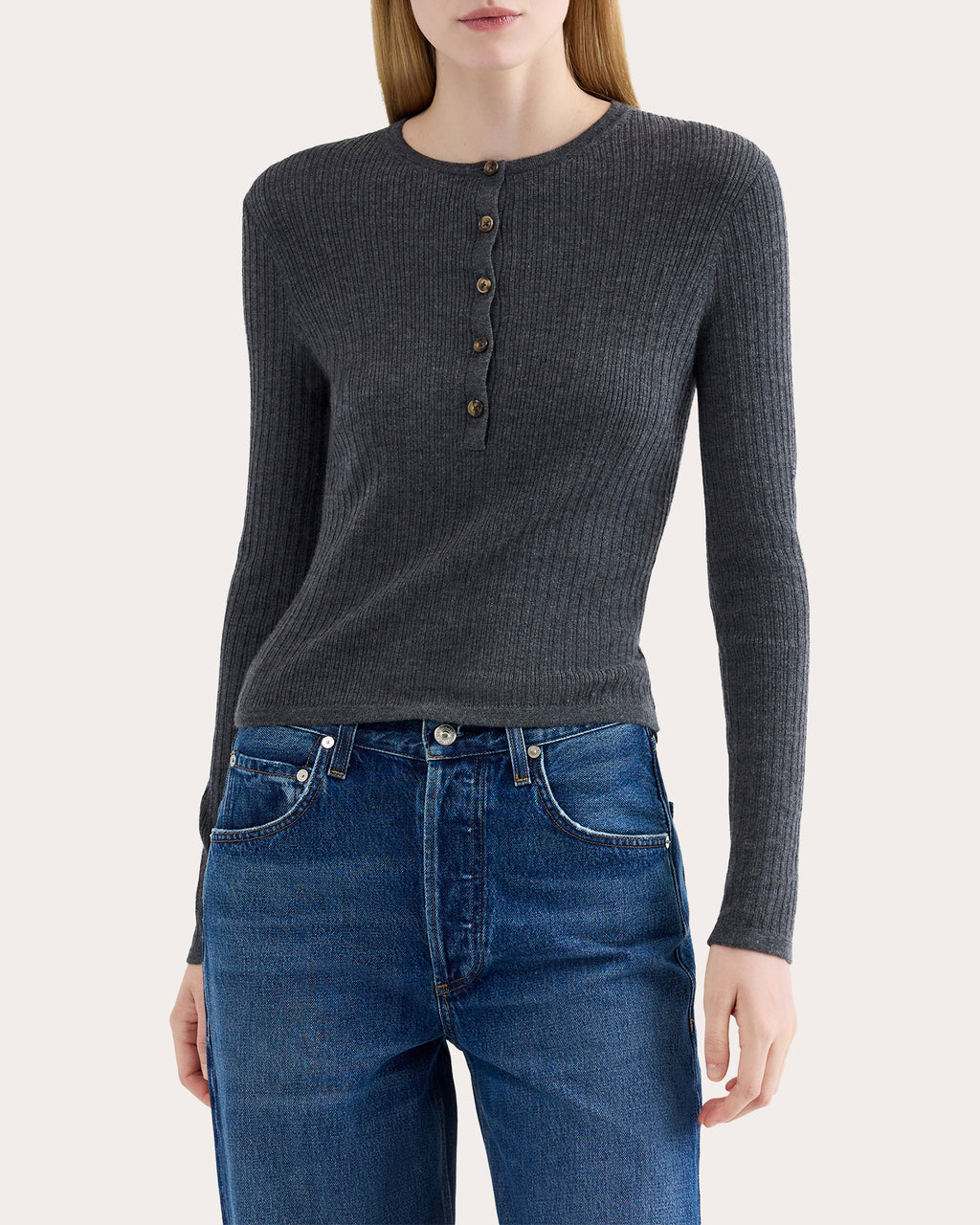 Ribbed Wool Silk Henley
