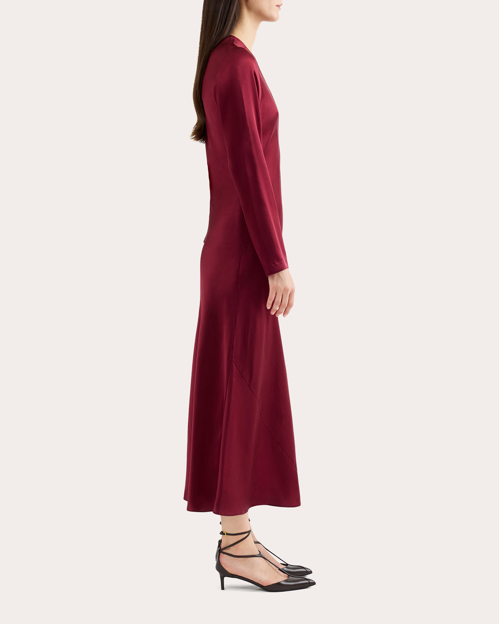 Silk Charmeuse Long-Sleeve Bias Dress