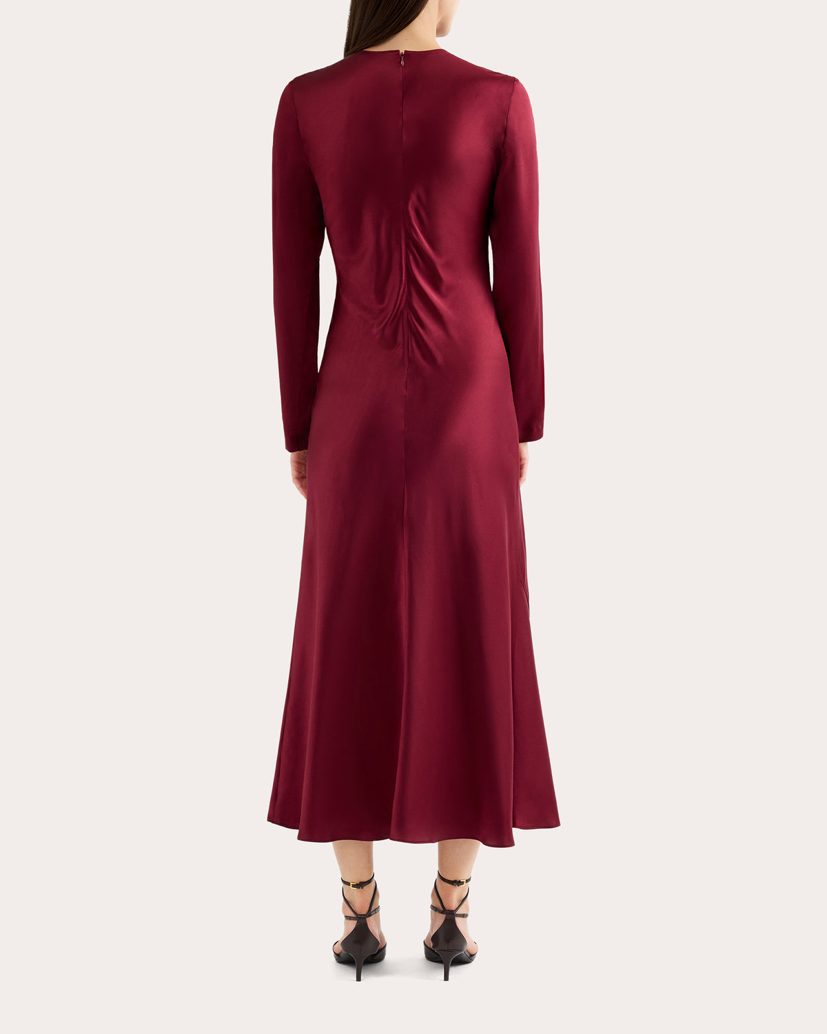 Silk Charmeuse Long-Sleeve Bias Dress
