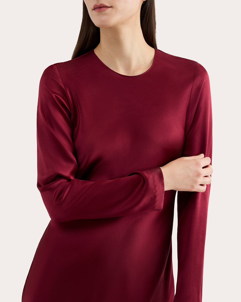 Silk Charmeuse Long-Sleeve Bias Dress