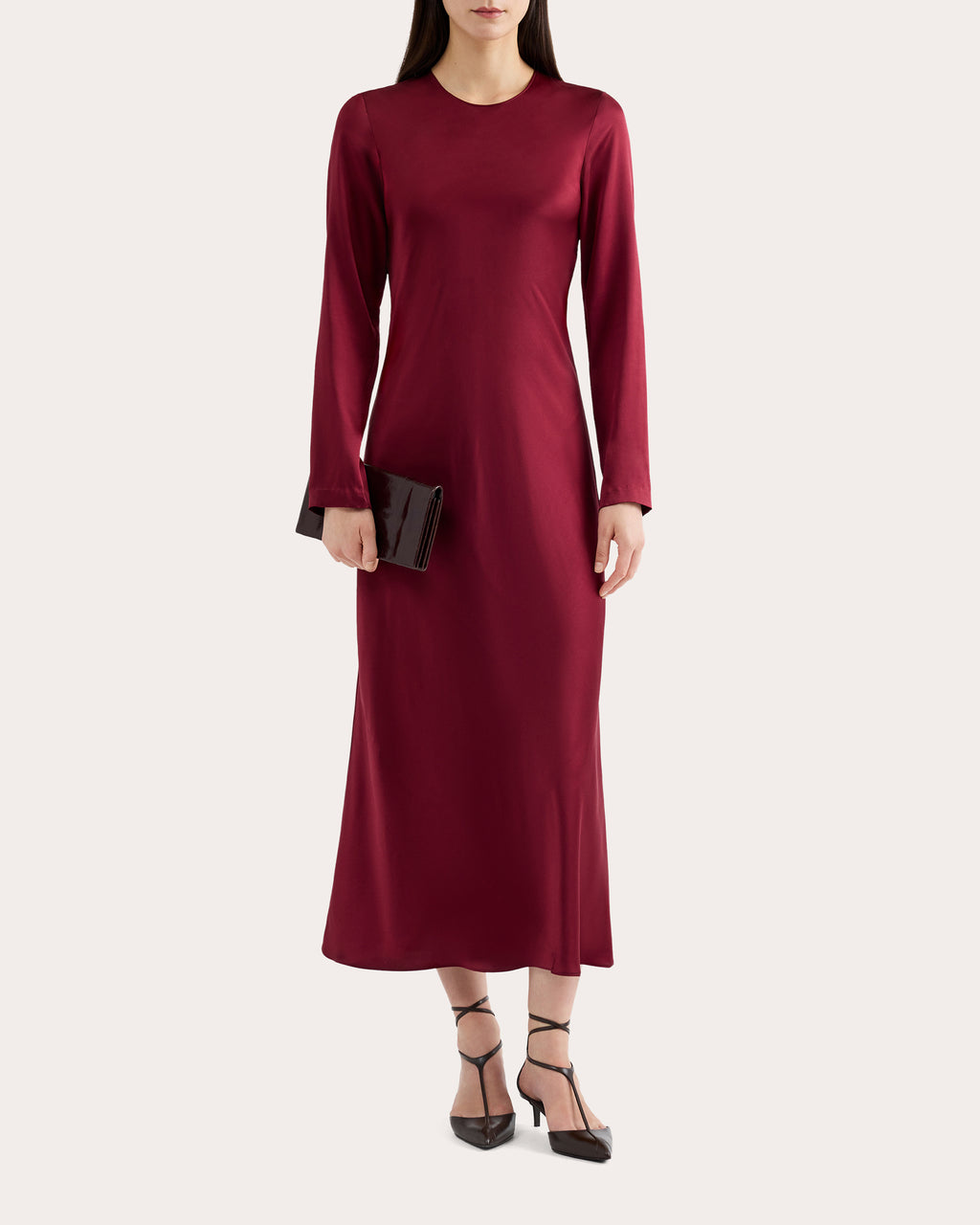Silk Charmeuse Long-Sleeve Bias Dress