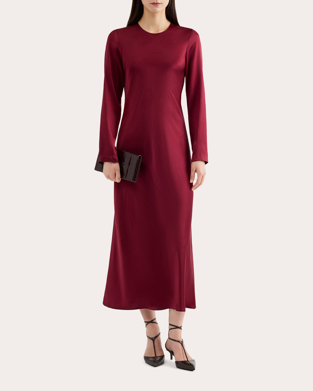 Silk Charmeuse Long-Sleeve Bias Dress