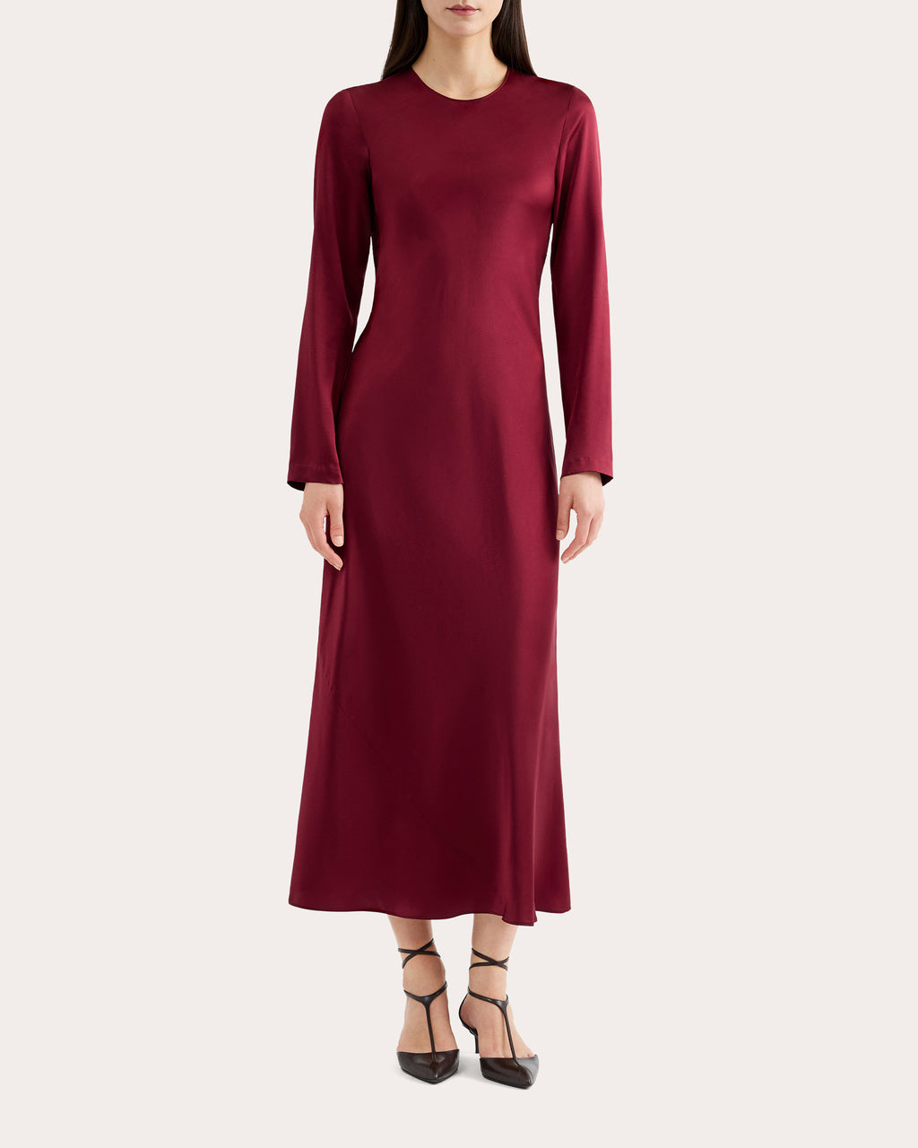 Silk Charmeuse Long-Sleeve Bias Dress