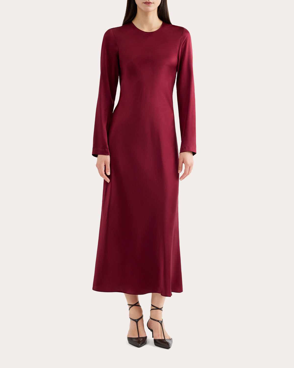 Silk Charmeuse Long-Sleeve Bias Dress
