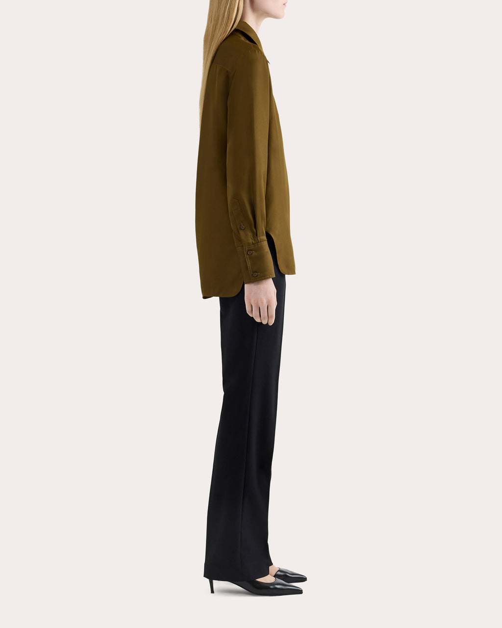Silk Twill Slim Blouse