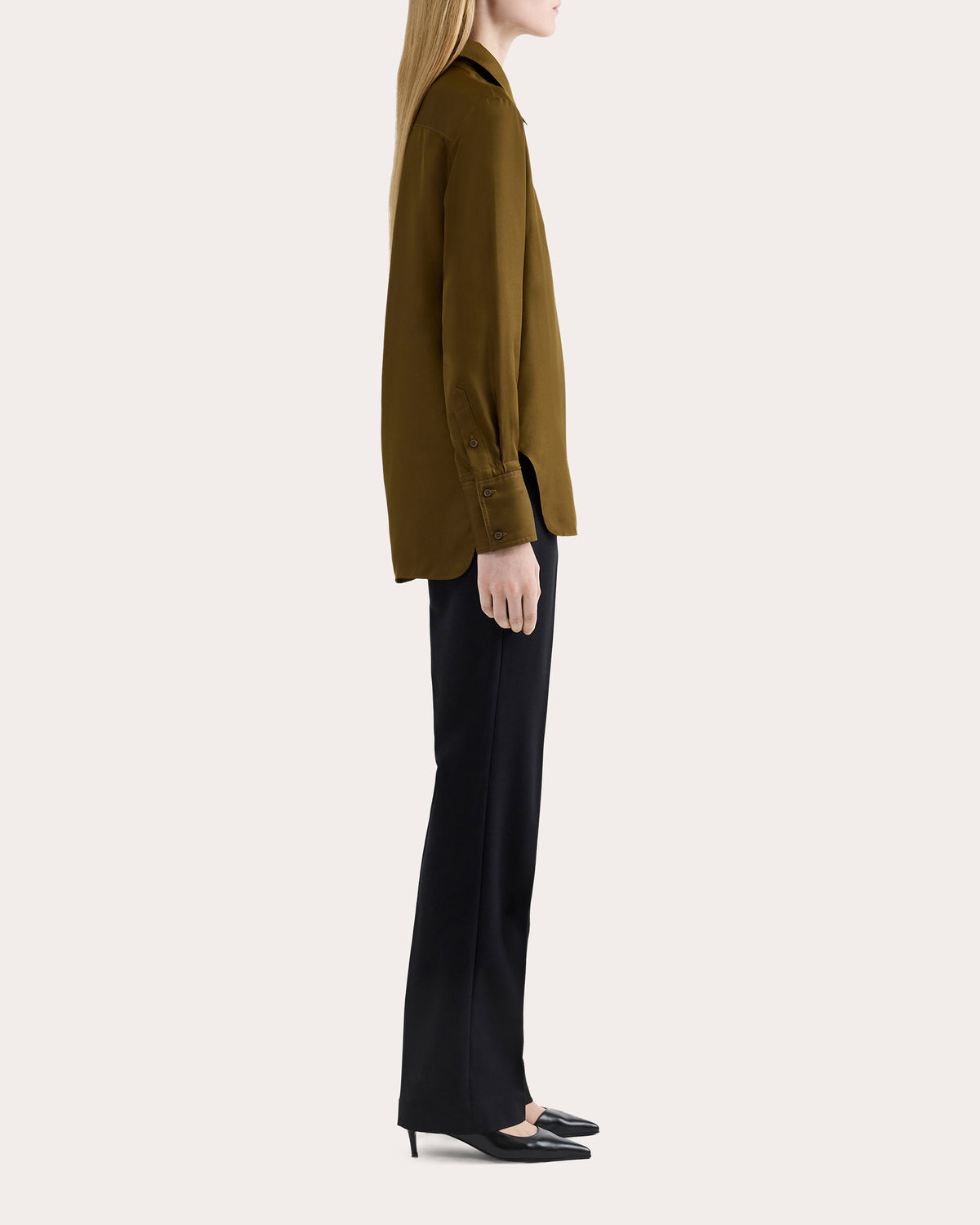 Silk Twill Slim Blouse