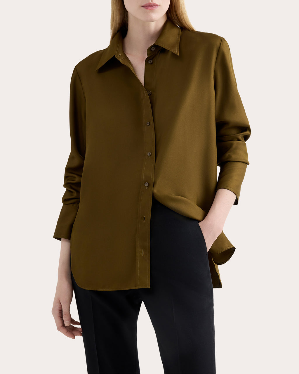 Silk Twill Slim Blouse