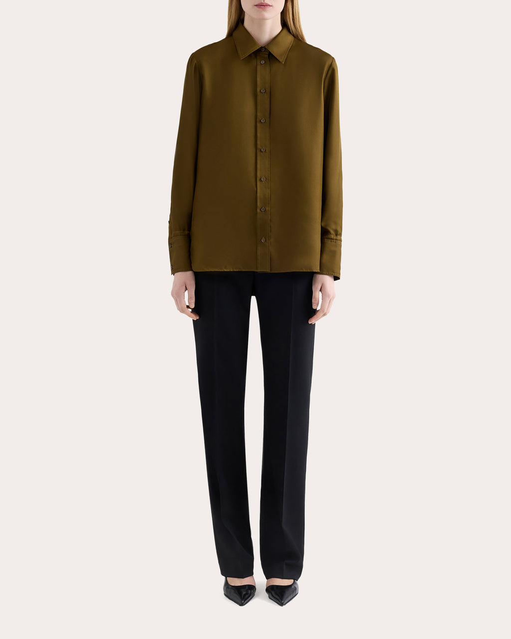 Silk Twill Slim Blouse