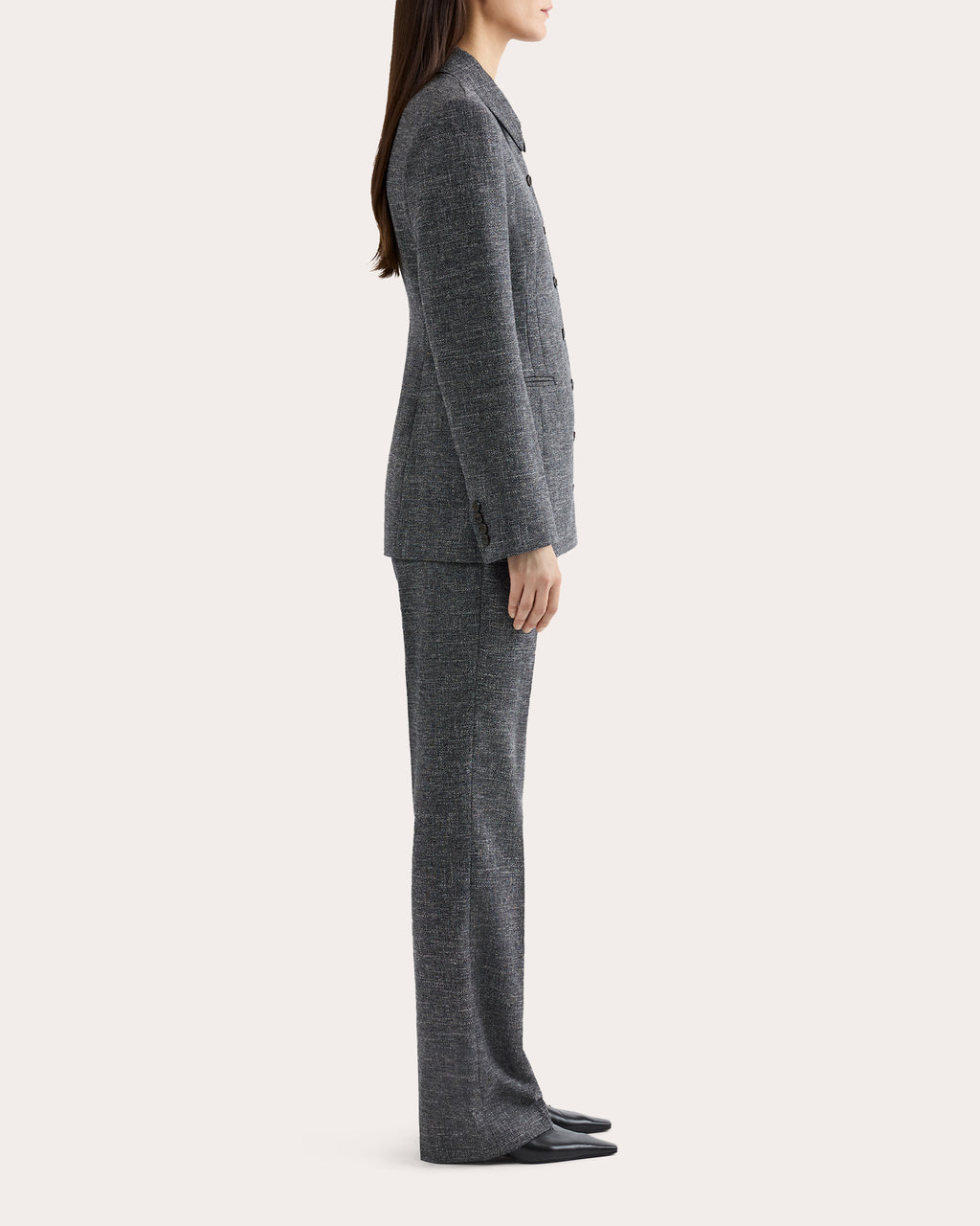 Textured Wool Collared Blazer