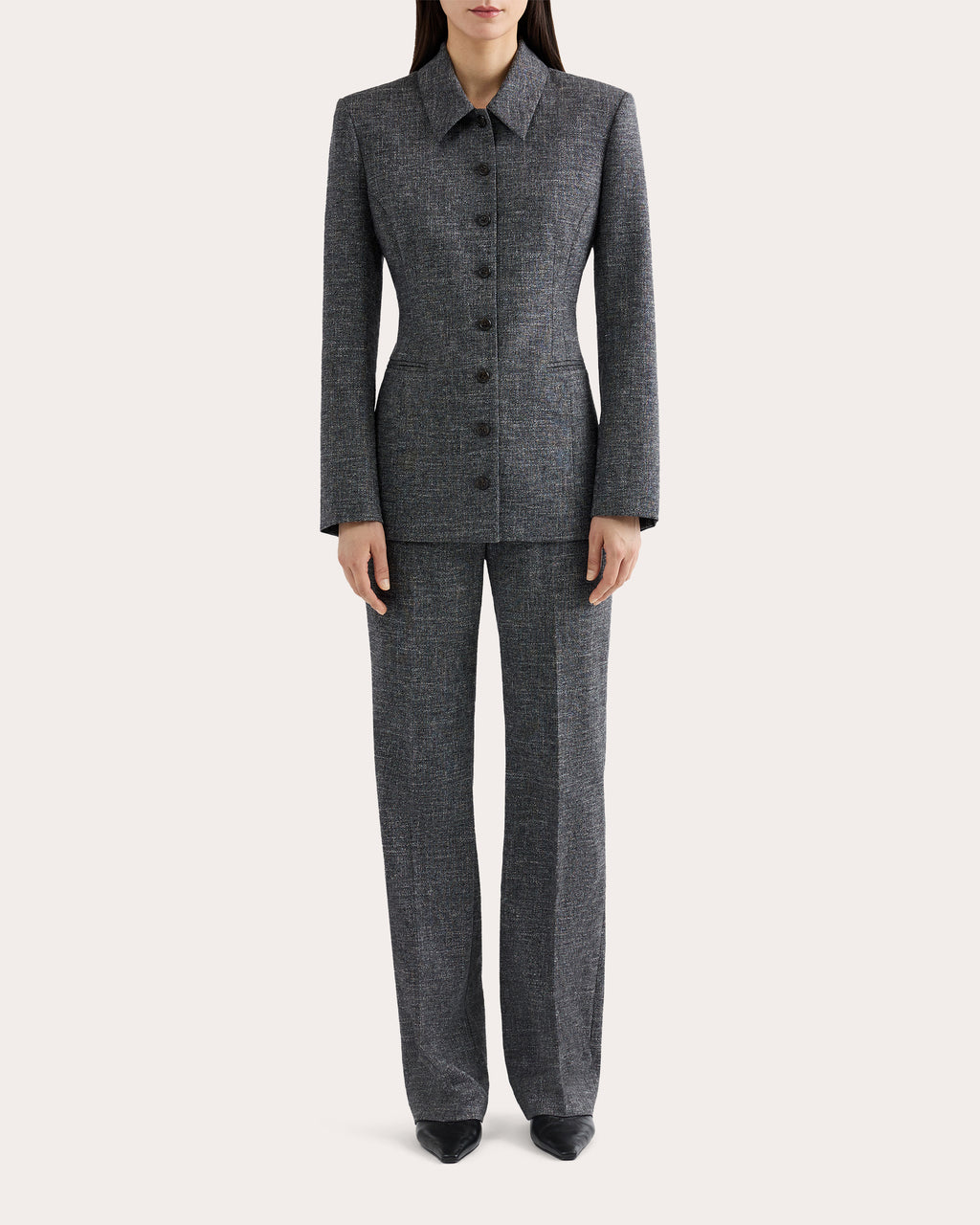 Textured Wool Collared Blazer
