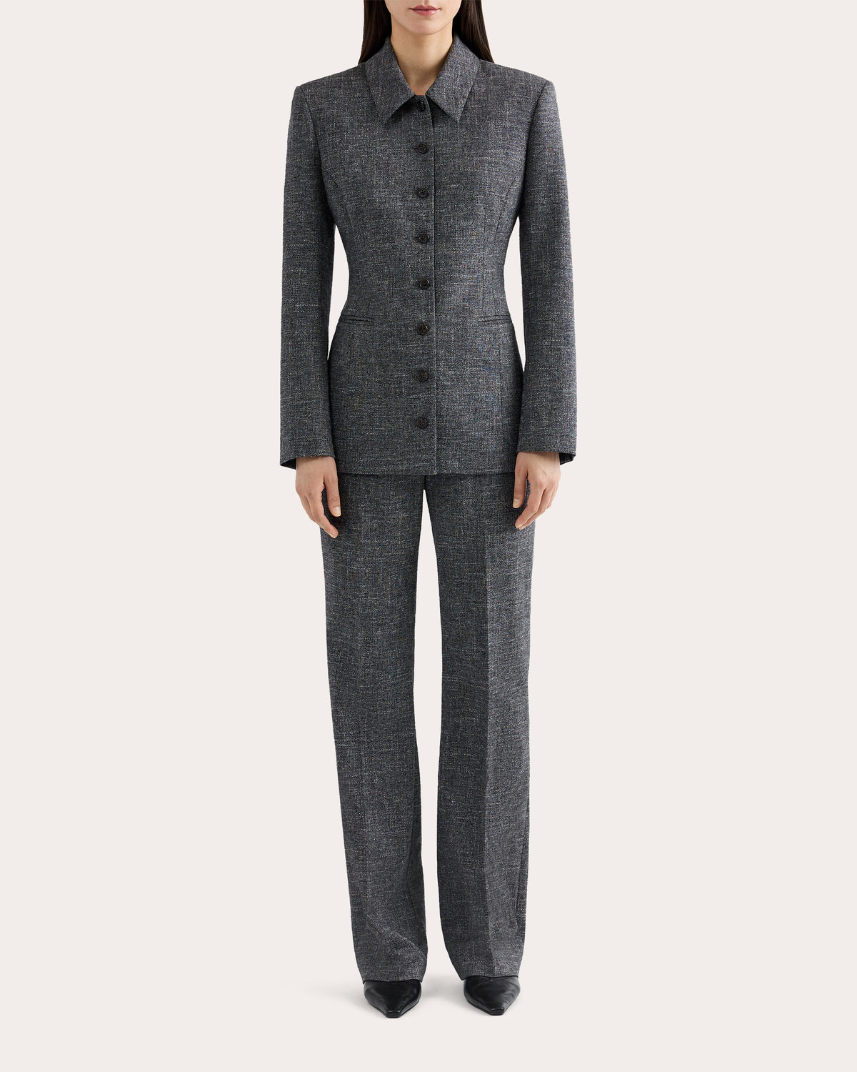 Textured Wool Collared Blazer