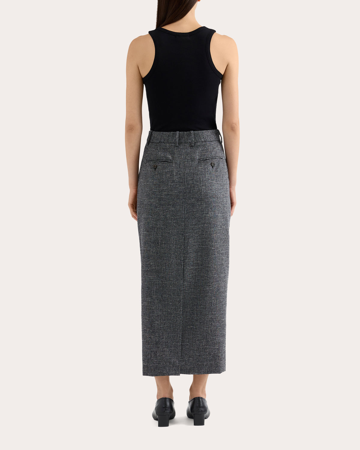 Textured Wool Tailored Maxi Skirt