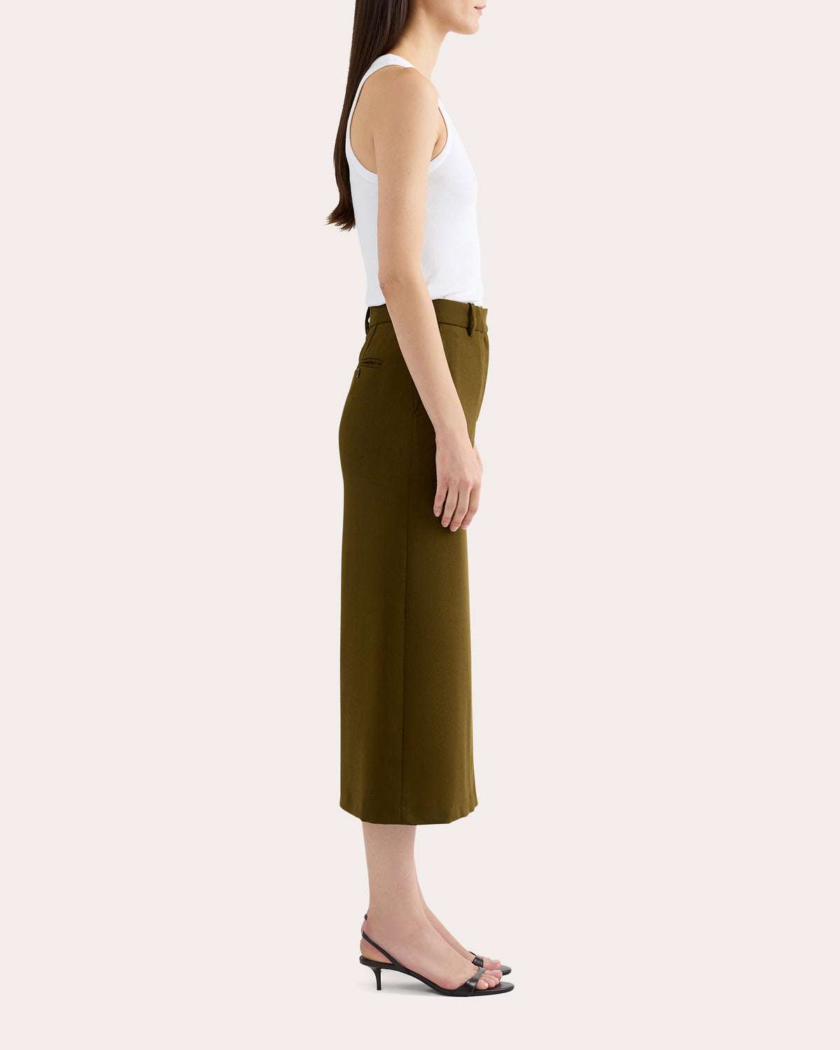 Textured Wool Tailored Midi Skirt