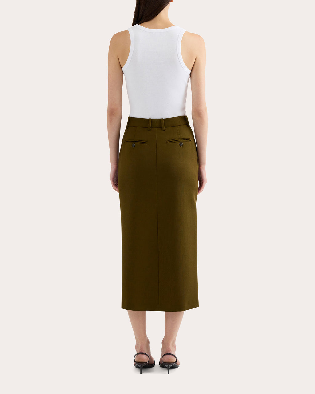 Textured Wool Tailored Midi Skirt