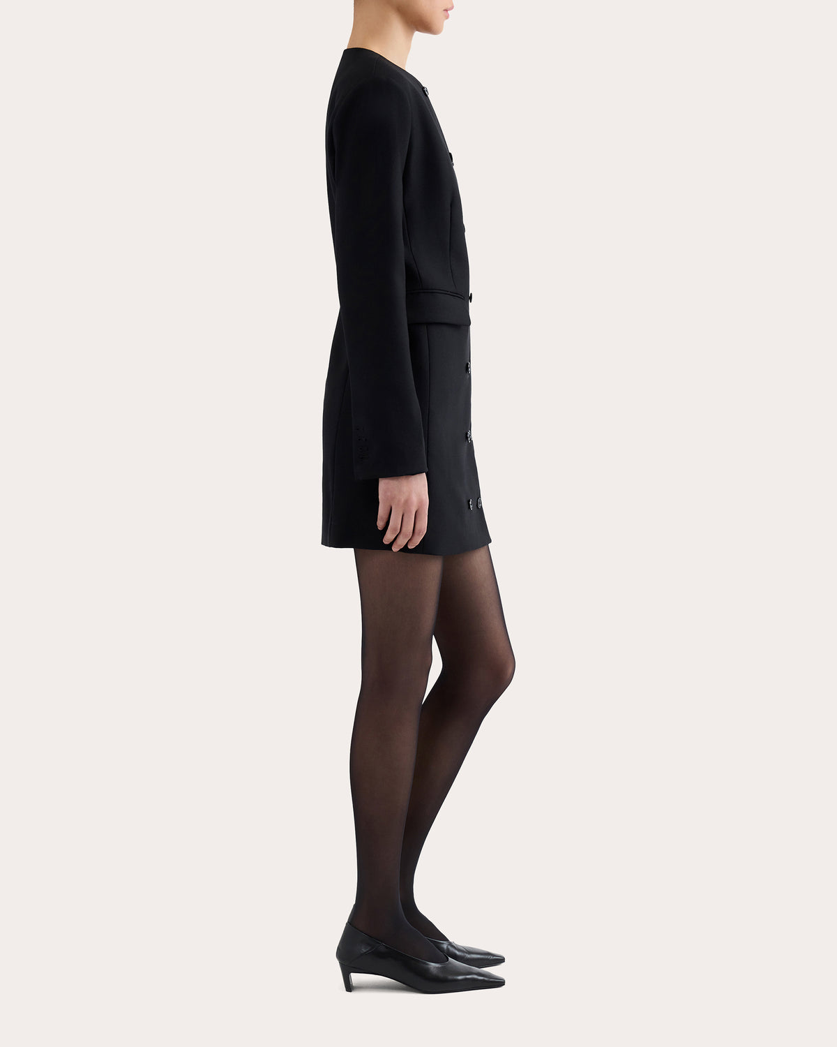 Textured Wool Double-Breasted Mini Dress