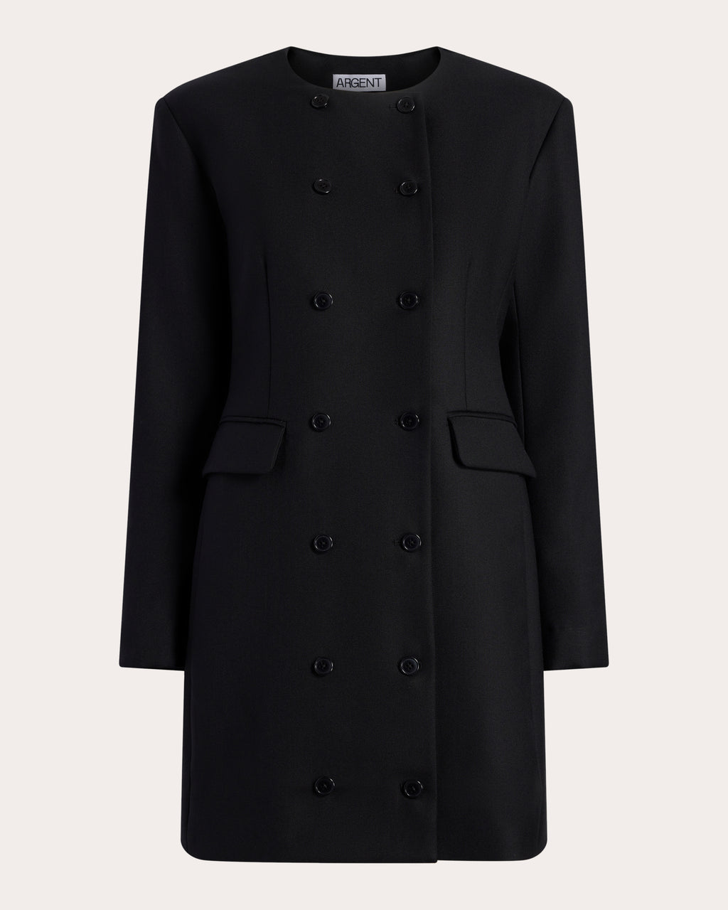 Textured Wool Double-Breasted Mini Dress
