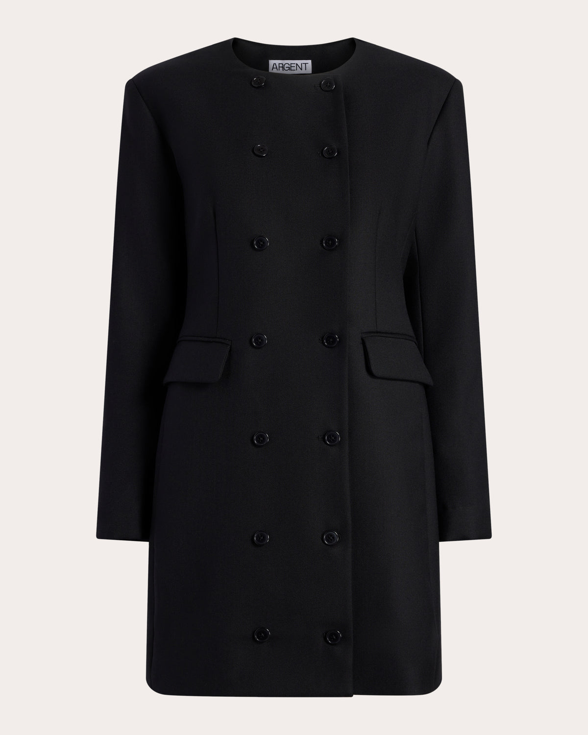 Textured Wool Double-Breasted Mini Dress