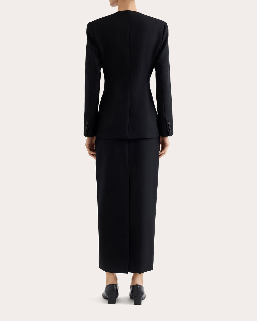 Textured Wool Scoop Neck Blazer