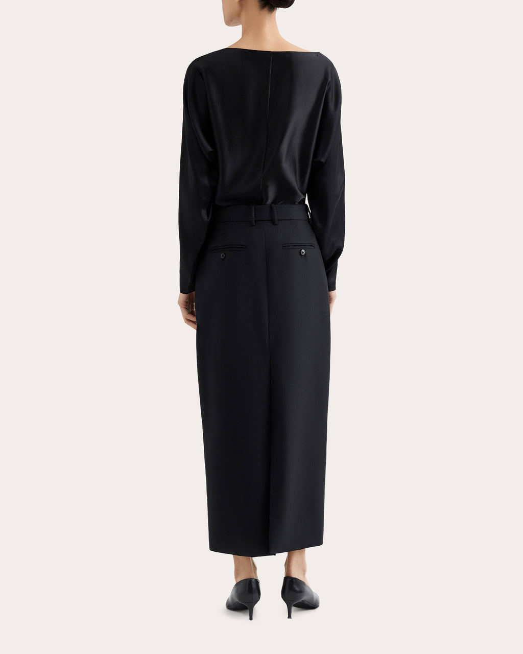 Textured Wool Tailored Maxi Skirt