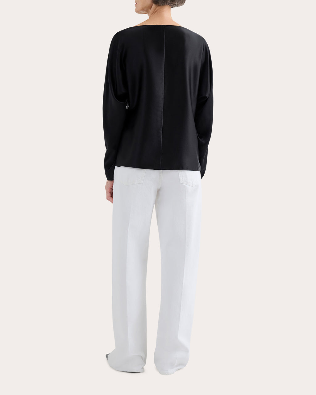 Silk Charmeuse Long Sleeve Drape Top
