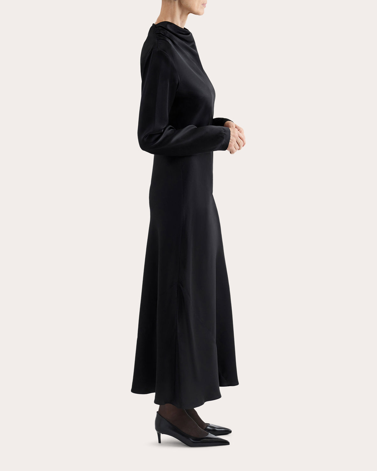 Silk Charmeuse Draped Maxi Dress