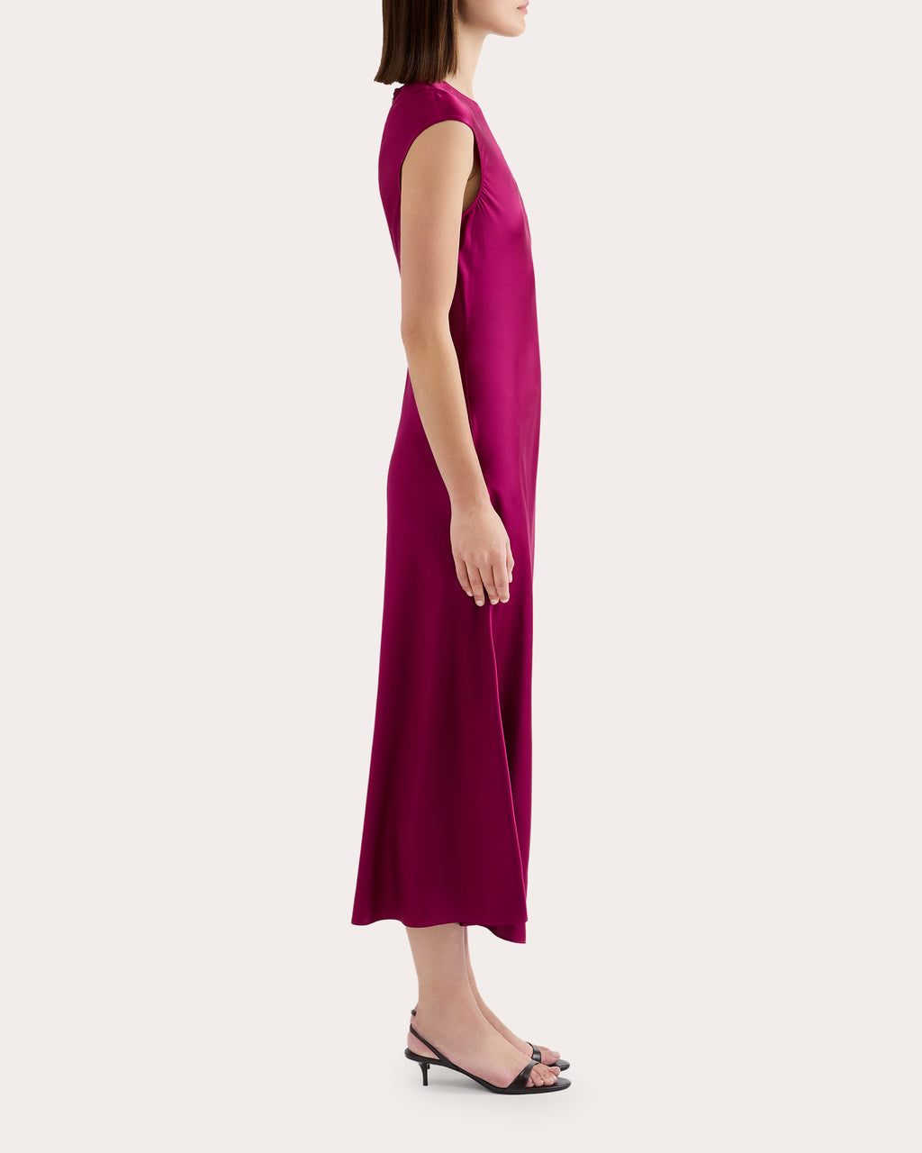 Silk Charmeuse Bias Cap-Sleeve Dress