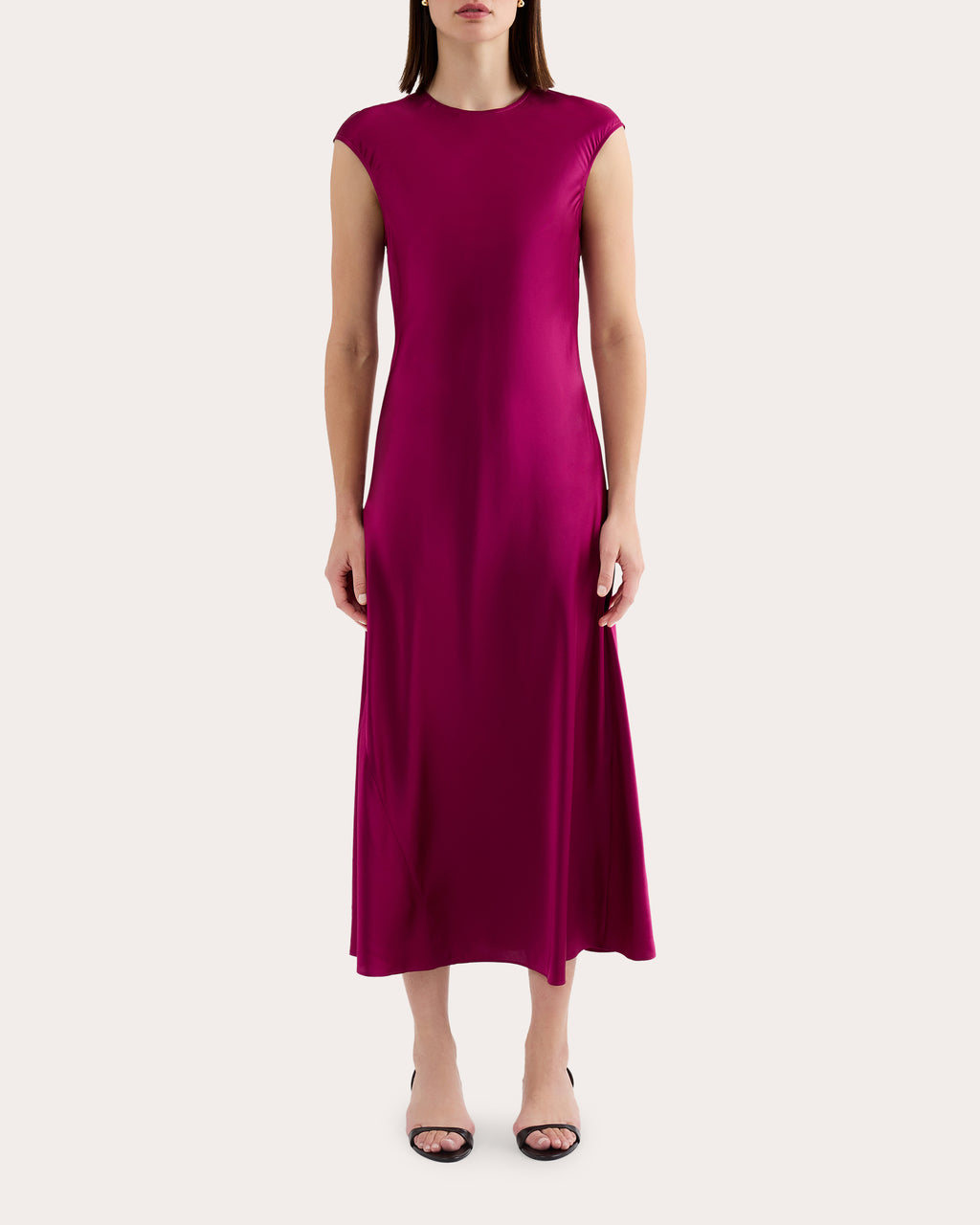 Silk Charmeuse Bias Cap-Sleeve Dress
