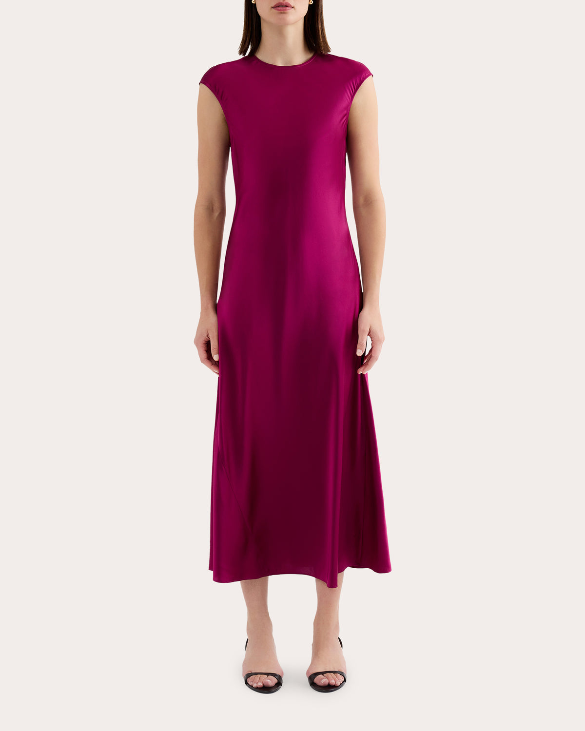 Silk Charmeuse Bias Cap-Sleeve Dress