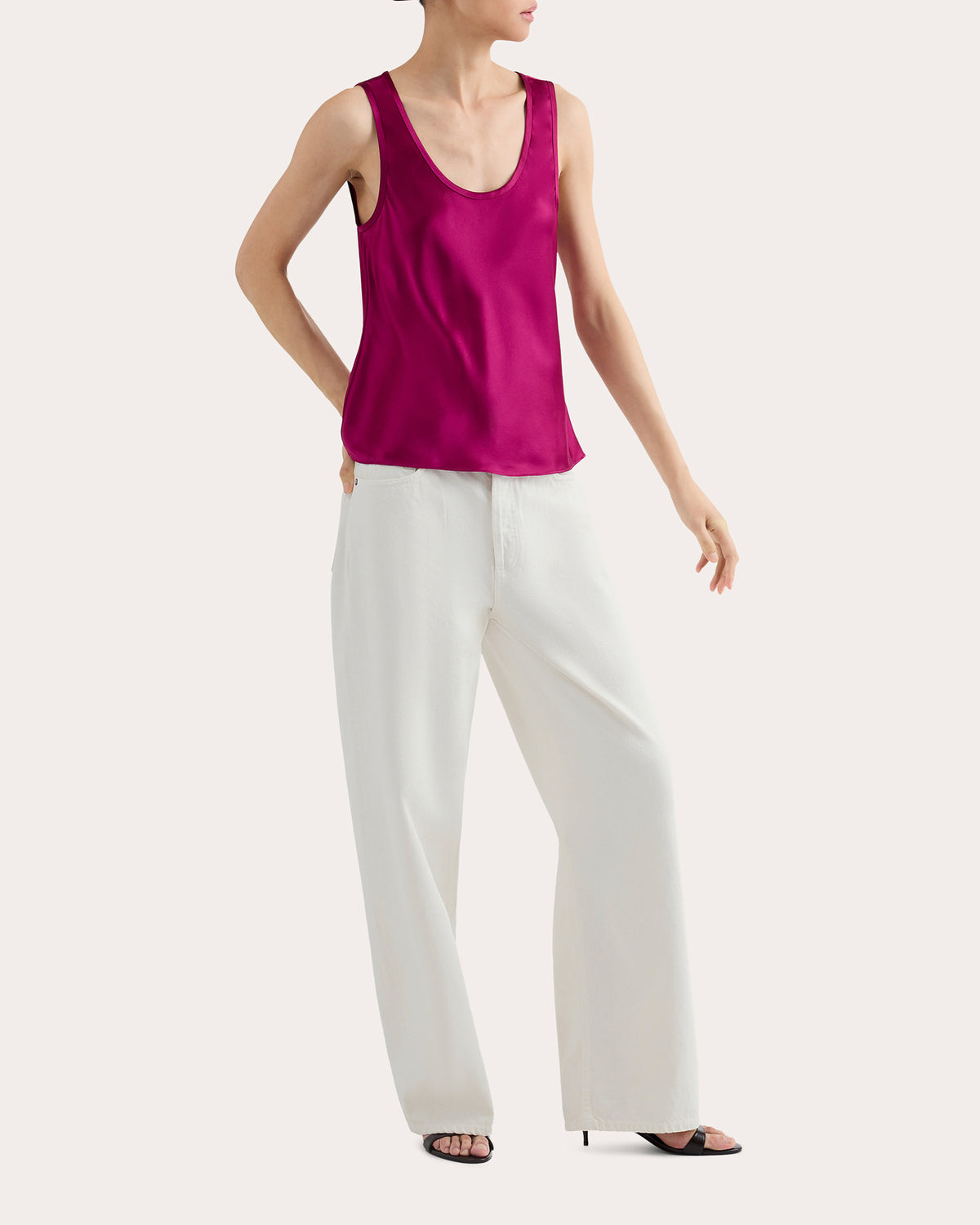 Silk Charmeuse Scoop Neck Tank